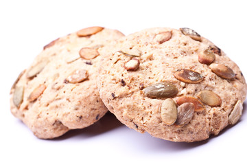 Crispy chip biscuits with chocolate and hazelnuts 