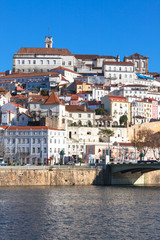 Coimbra, Portugal, Old City View. Sunny Blue Sky