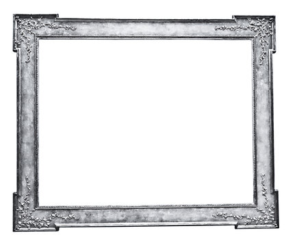 vintage silver frame, isolated on white