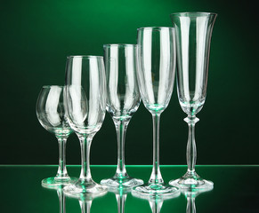 Collection of wine glasses, on dark color background