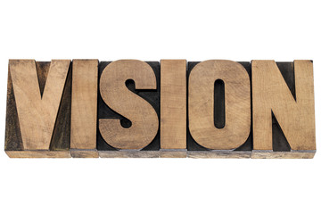 vision word in wood type