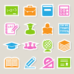 Education sticker icons set.
