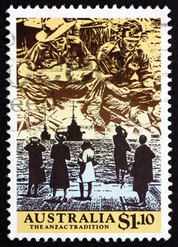Postage stamp Australia 1990 Scene from WWII