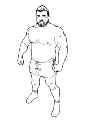 Fototapeta premium Stocky man sketch vector