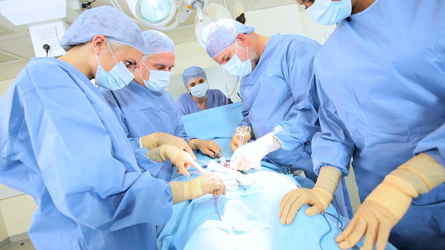 Specialized Team Performing Surgery in Operating Room