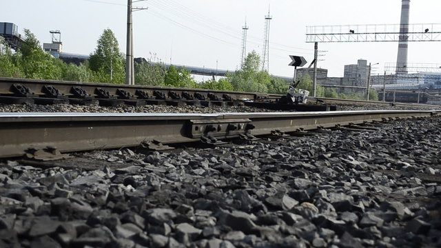Panorama of the railway in an industrial area