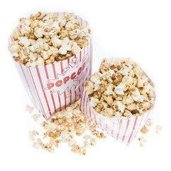 Fresh made Popcorn on white