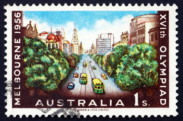 Postage stamp Australia 1956 Collins Street, Melbourne