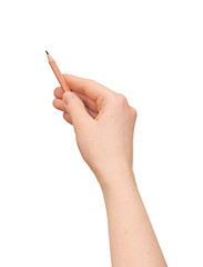 writing with pencil isolated against white background