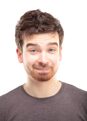 Obraz premium Portrait of happy smiling man, isolated on white