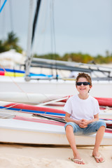 Cute boy at beach