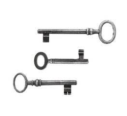 old keys isolated on white with photoshop cut path