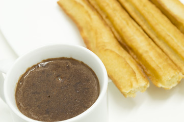 Typical Spanish breakfast  with white background