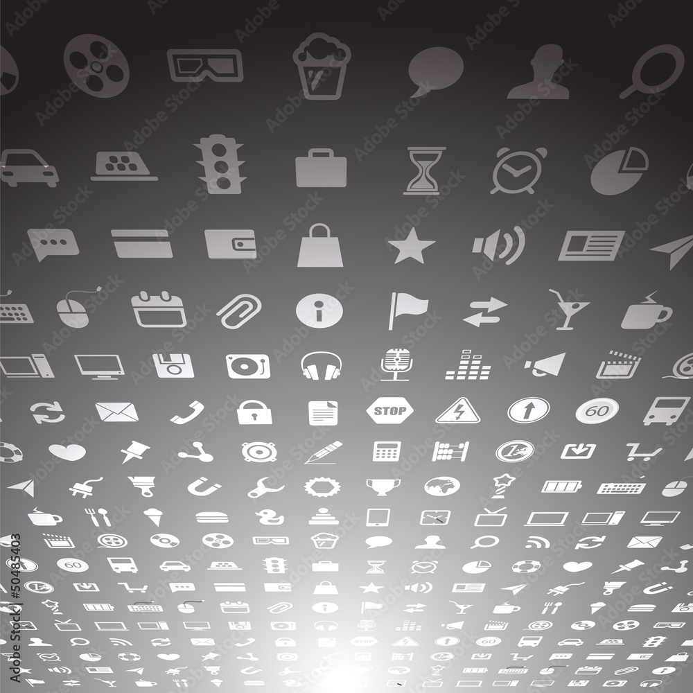 Aufkleber Web application icons collection in perspective