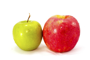 Green and red apples isolated on the white background