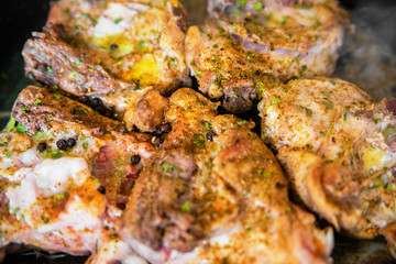 Chicken on frying pan