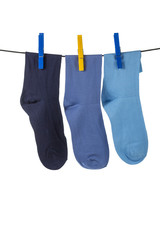 Socks hanging on the clothesline