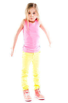 Small and beautiful confused girl