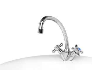 water tap on a white background