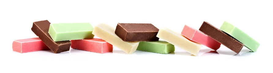 Colorful candy bars on table