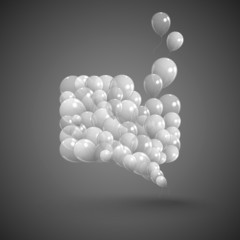speech bubble with flying balloons