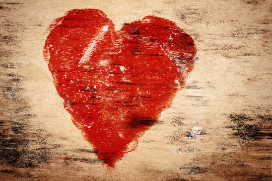 Heart on wood