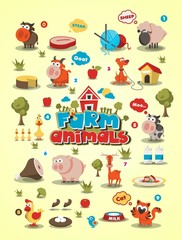colorful animal set, vector background,animal info graphic