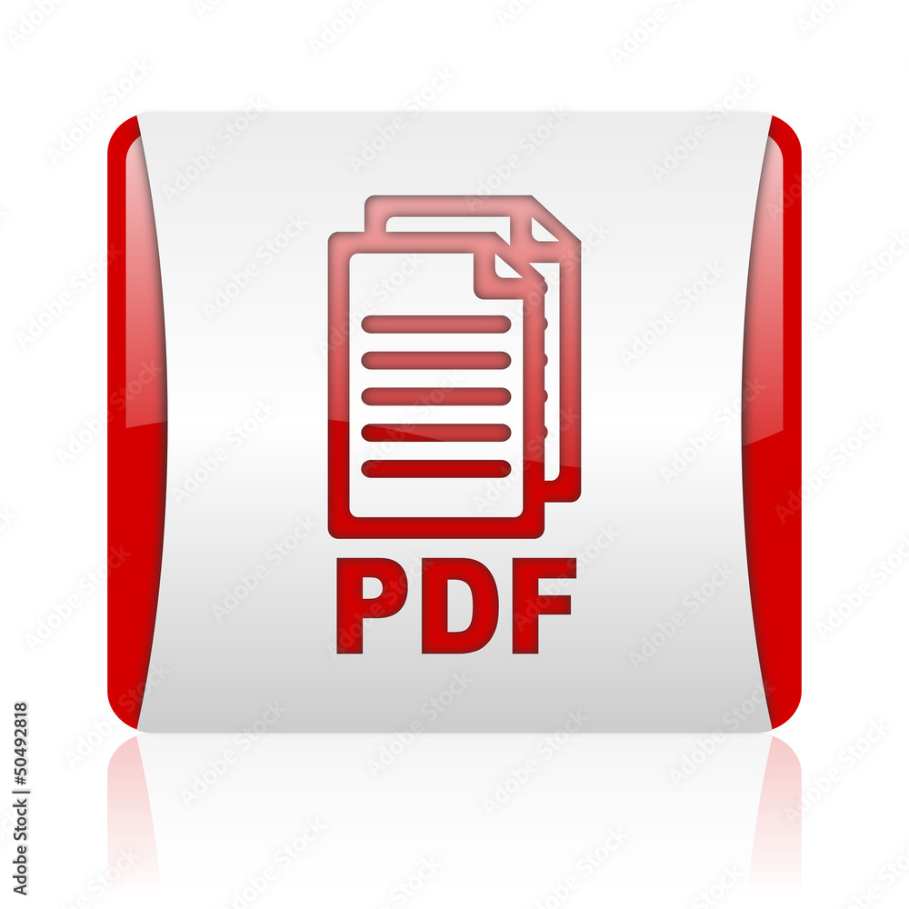 Aufkleber pdf red and white square web glossy icon