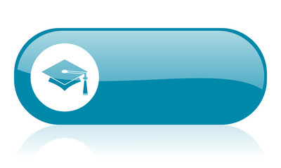 graduation blue web glossy icon