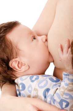 Mother feeding her baby with breast