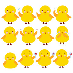 いろんなポーズのヒヨコ　サイン　案内