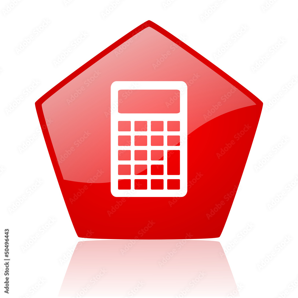 Poster calculator red web glossy icon