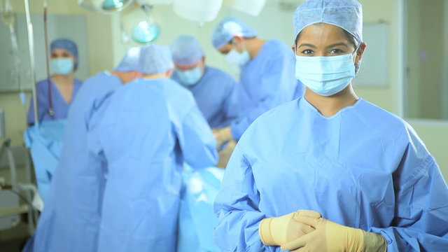Close Up Female Asian Junior Doctor Operating Theater