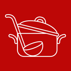Pan and ladle - vector illustration