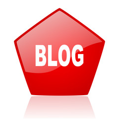 blog red web glossy icon
