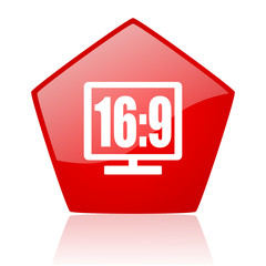 16 9 display red web glossy icon