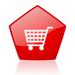 shopping cart red web glossy icon