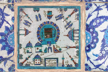 Kaaba tile in Rustem Pasha Mosque, Istanbul, Turkey