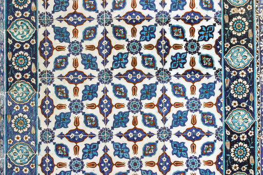 Tile wall decoration of  Rustem Pasha Mosque, Istanbul, Turkey