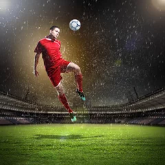 Door stickers Football football player striking the ball