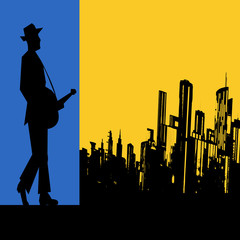 Big city Blues Guitar Concert, Vector Poster ou Flyer pour un Ac