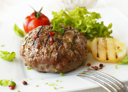 Delicious grilled beef meatball