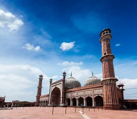 Wandcirkels aluminium Jama Masjid - grootste moslimmoskee in India. Delhi, India © Dmitry Rukhlenko