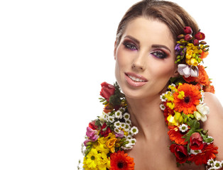 Fototapeta premium Woman with flower hairstyle