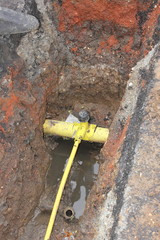 New plastic gas pipes being laid