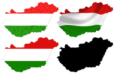Hungary flag over map collage