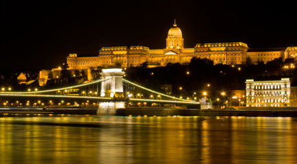 Naklejka na ściany i meble Chain bridge and Castle of Budapest