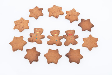 Homemade Ginger Cookies. Tree Gingerbread Men and Stars