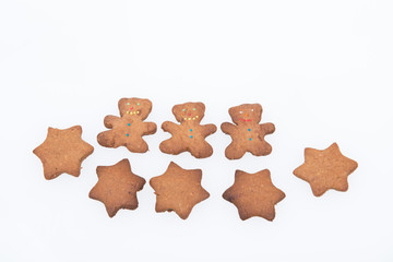 Homemade Ginger Cookies. Tree Gingerbread Men and Stars