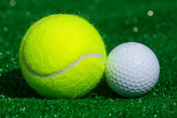 Tennis ball and golf ball